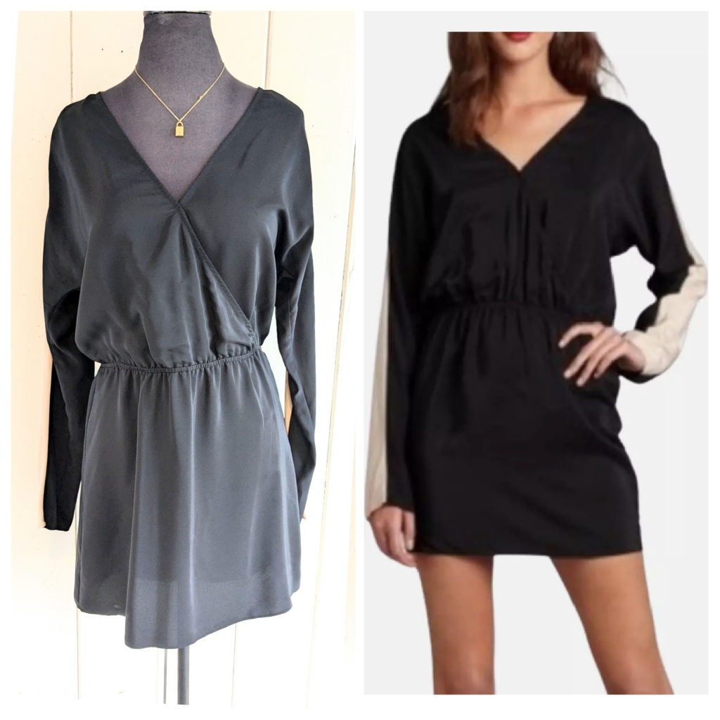 Parker Black And Tan Silk Dress Sz S